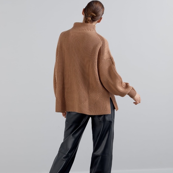 Zara Tan Knit Wool Blend Turtleneck Sweater - Picture 4 of 10